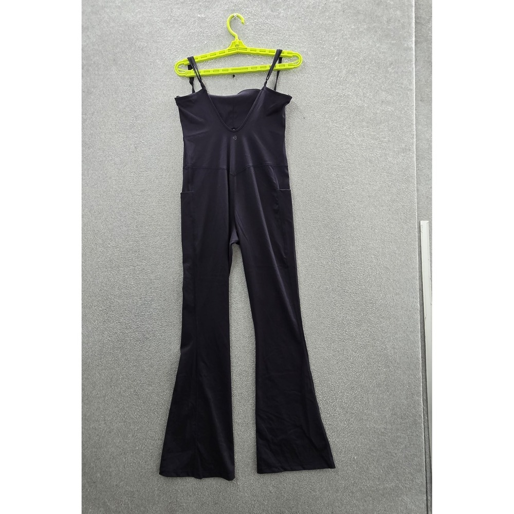 Blogilates Women Jumpsuit M Black Sleeveless Logo Flared‎